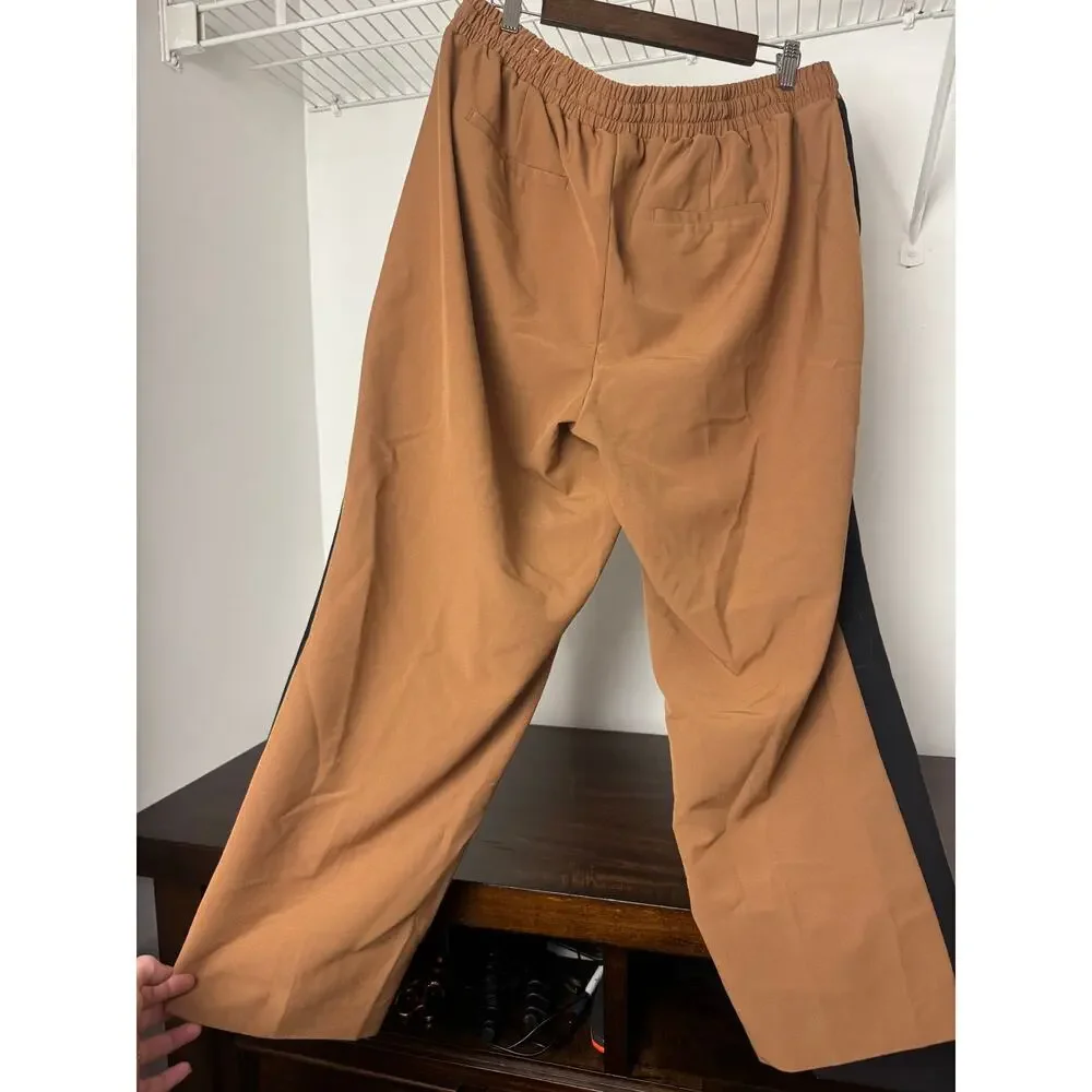 Lane Bryant Straight Leg Pants Camel/Tan with Black Side Stripes — Size 16 - Picture 4 of 10
